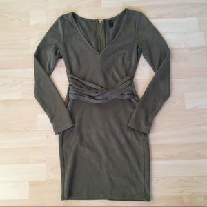 Faux Suede Olive Dress